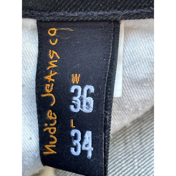 Nudie Jeans Black Dry Coated Jeans Men's W36 L34 Made in Italy
